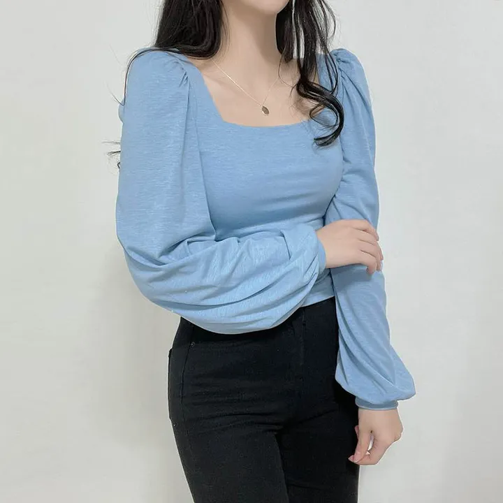 [속옷비침X!묶음할인]여리글램 퍼프 모어 스퀘어 반크롭 긴팔T 4col 상세 이미지 24