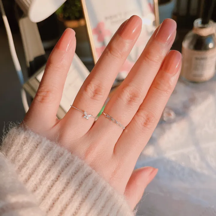✨판매1등✨ 실버 925 행운 나비 큐빅 레이어드 실 은반지 상세 이미지 10