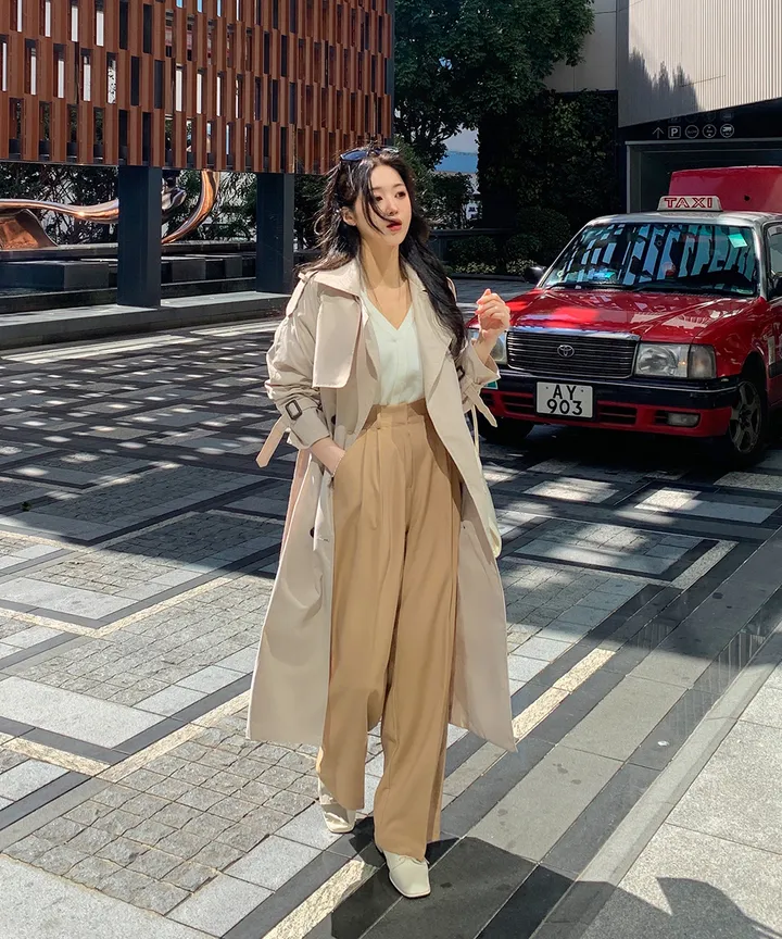 [여리핏🤎진짜강추ㅠ] 어깨부각zero!! 인생 트렌치 더블 롱 카라 벨트 롱 트렌치 코트 스트랩 비조 견장 바바리 코트 간절기 봄 아우터 4COL 상세 이미지 13