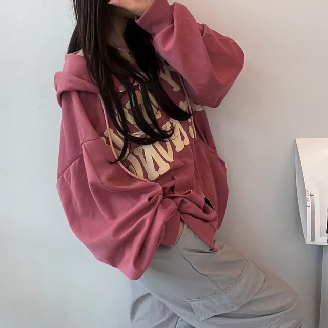[기모ver.추가/특가할인중] 교복템강추 보호본능핏~  데일리 캐주얼 투웨이 발포 레터링 후드집업 상세 이미지 9