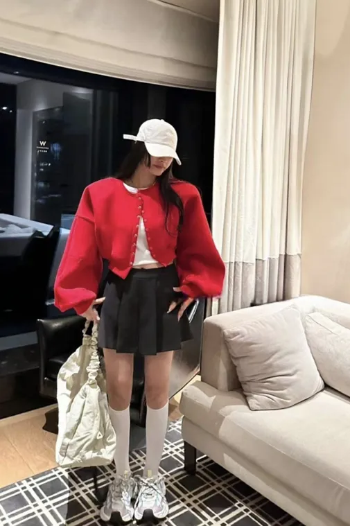 ((고퀄*꼭사템)) 네오플렌 컬러 패치 퍼프 자켓 아우터 외투 스판 루즈핏 오버핏 상세 이미지 12