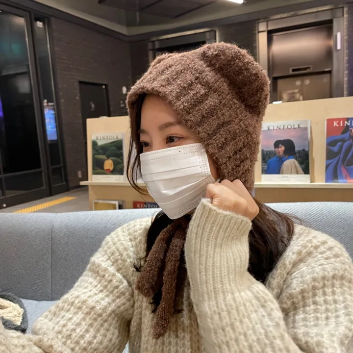 🚚당일발송🚚  제리 뽀글이 니트 보넷 후드넥 모자 워머 상세 이미지 6