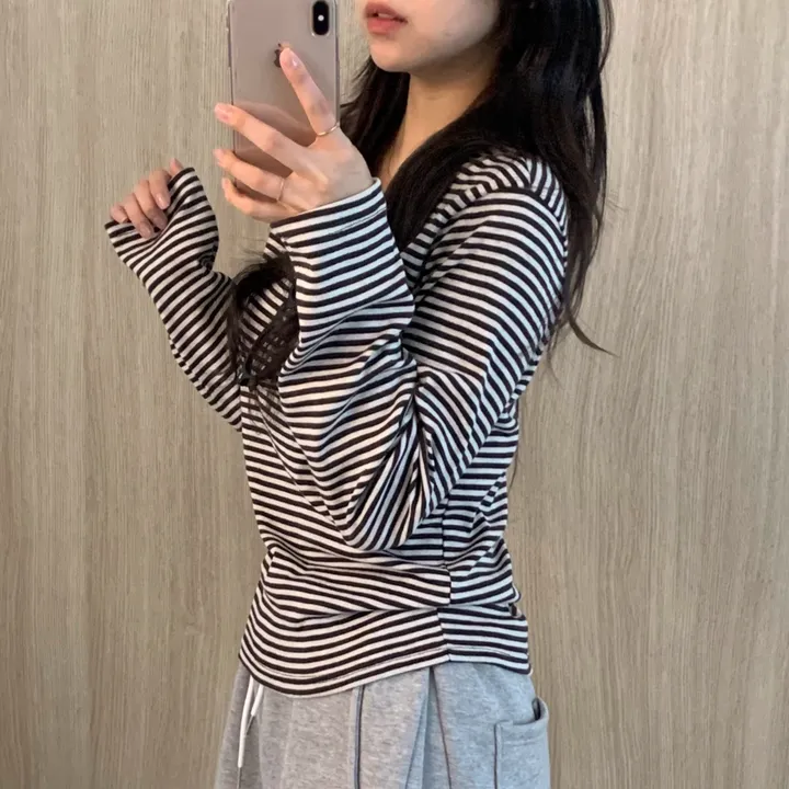 [날씬핏🦊/매일매일] 블리스 라운드넥 단가라 긴팔티셔츠 -4color 상세 이미지 17