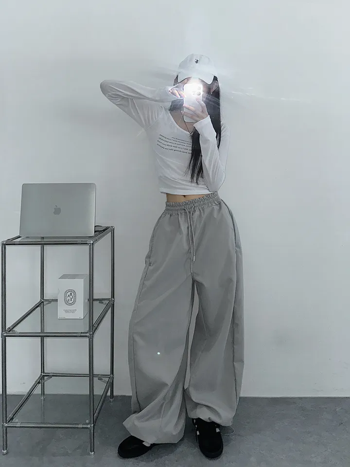 [사이드스냅🖤벌룬핏/나일론 2way스트링조절 비죠버튼 와이드팬츠] 비죠버튼벌룬와이드팬츠 상세 이미지 51
