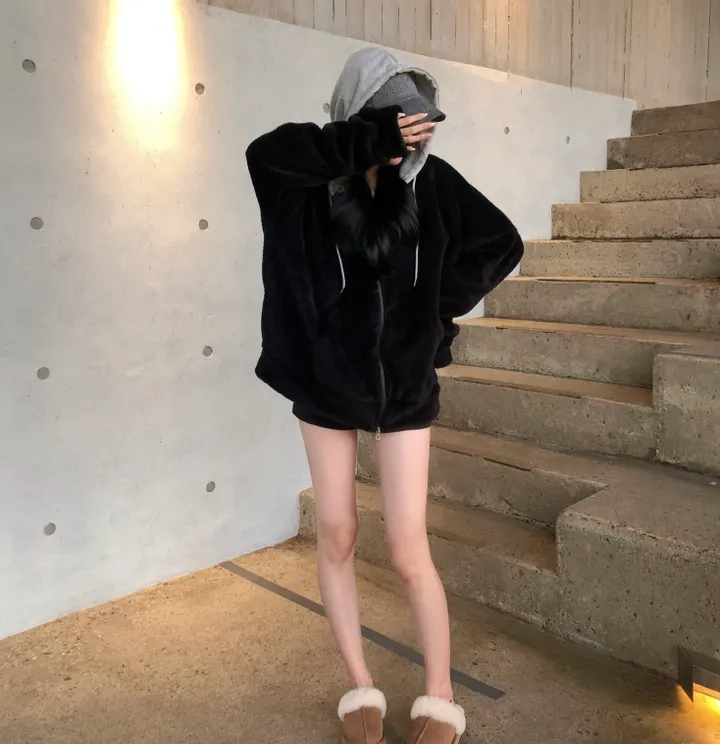 당일🚀[보온성갑/남여공용] 포근 양털 보들 플리스 투웨이 집업 곰돌이 후드 후리스 상세 이미지 20