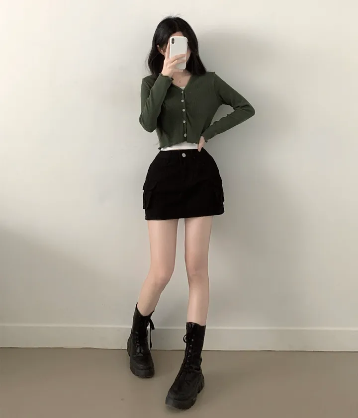 [봄신상/색감맛집] 물결 니트 브이넥 크롭 가디건 상세 이미지 14