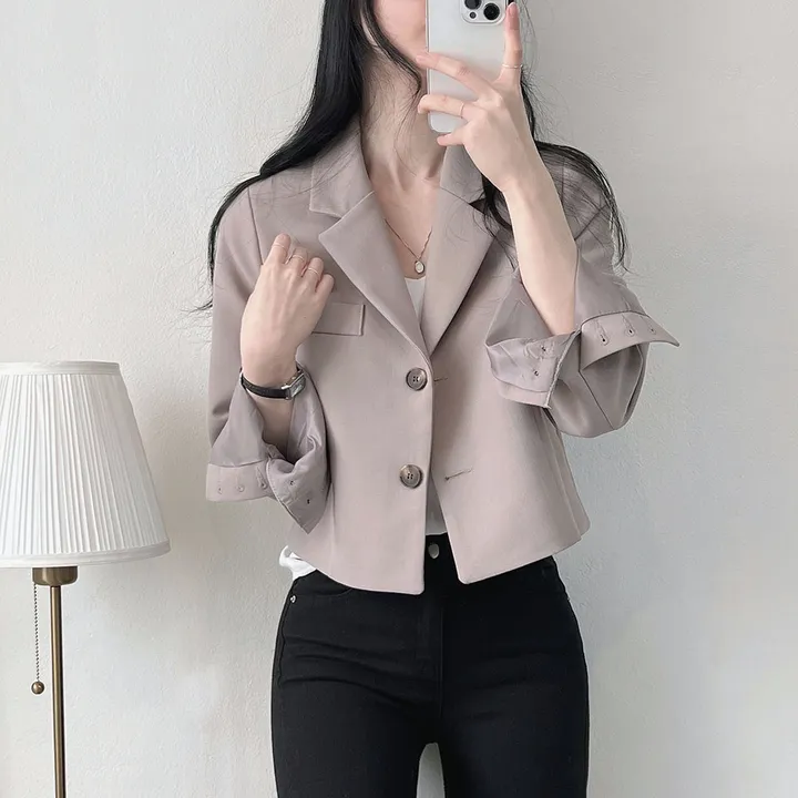봄자켓*.* [패드없는, 퀄리티굿] 소매트임 크롭 자켓 상세 이미지 18