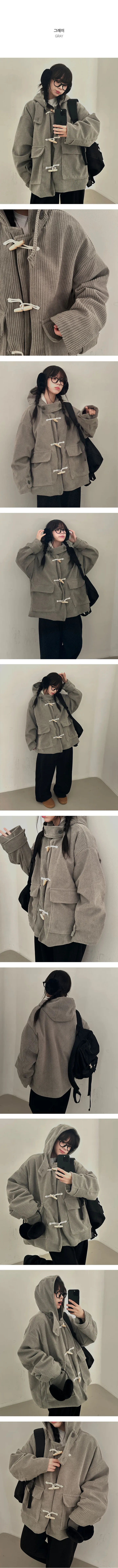 *묶음할인[왕박시/양털안감] 골덴 후드 떡볶이 더플코트 상세 이미지 8