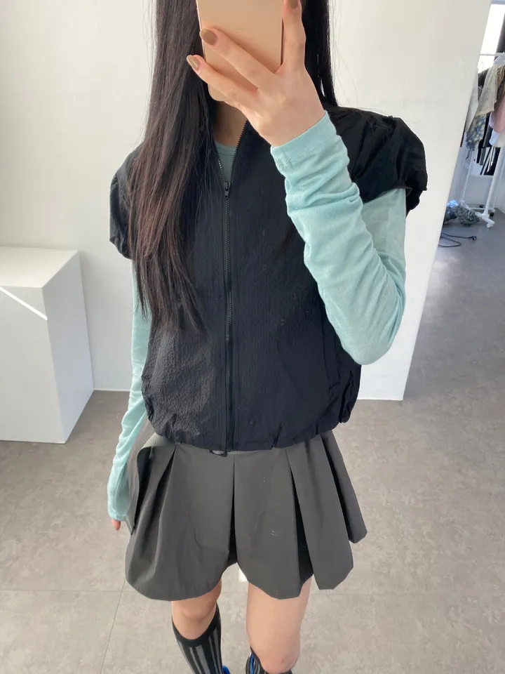 3일만할인[자체제작🍑국내고퀄/러블리룩📸] 시어서커 퍼프 셔링 반목 바람막이 상세 이미지 31