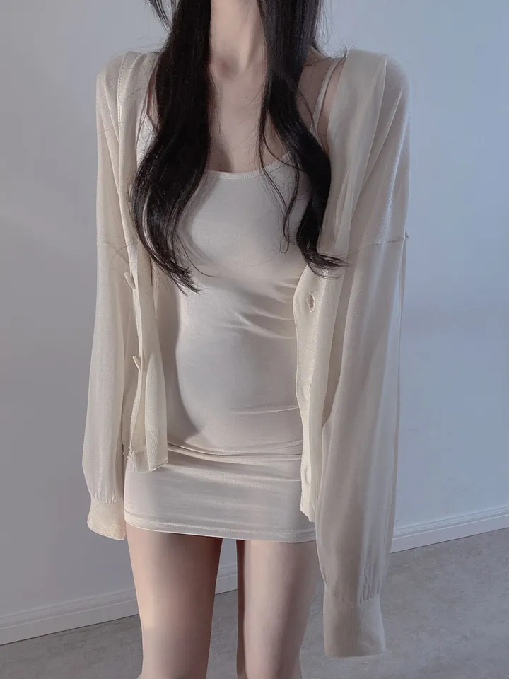 촤르르 툭걸치는 여름 시스루 단추 박시가디건 2컬러 상세 이미지 18