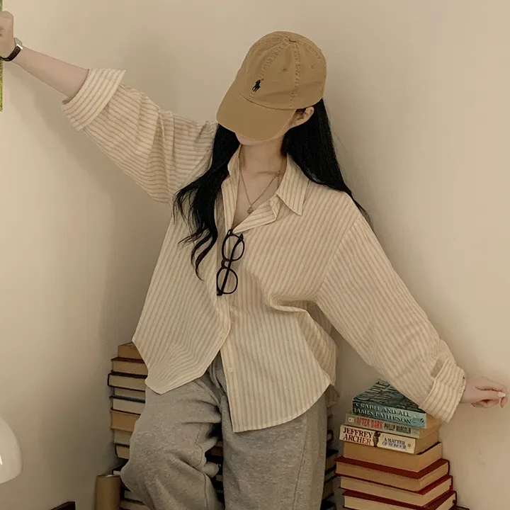 [여름셔츠✨/오버핏!] 버터링 스트라이프 바스락 코튼 레이어드 셔츠 넉넉함보장 빅사이즈 상세 이미지 11