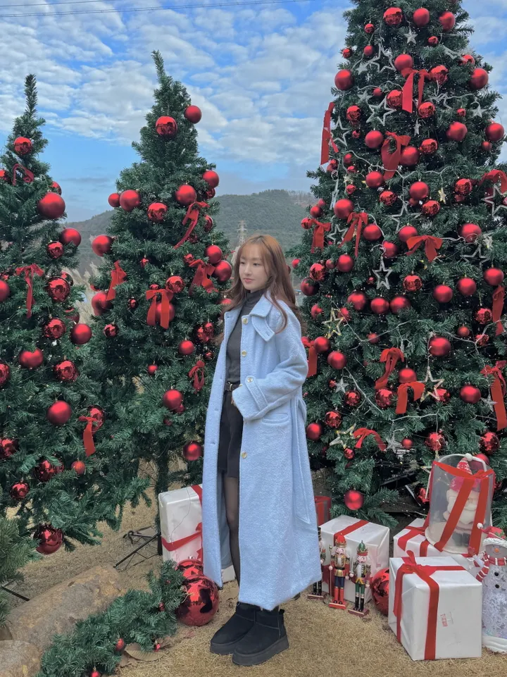 하이넥 부클 뽀글이 파스텔 허리 슬림 벨트 맥시 싱글 롱코트(3color)크리스마스룩 연말룩 상세 이미지 6
