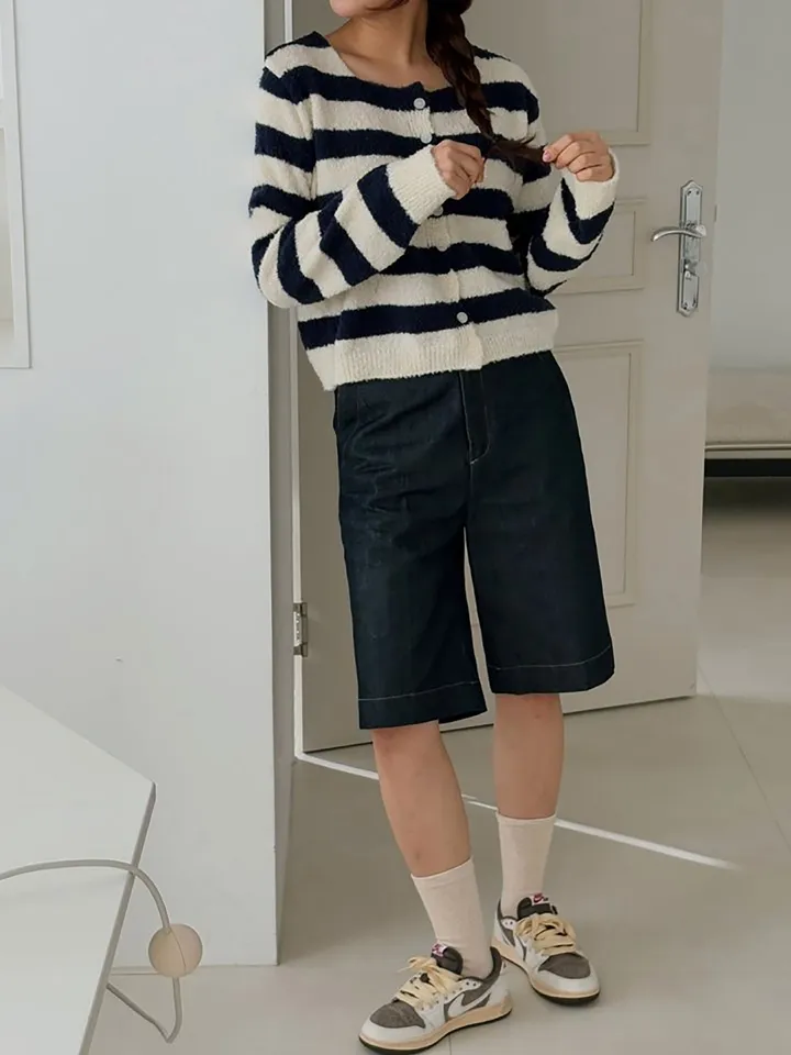 [폭닥폭닥/벚꽃룩] 라씨 부클가디건 스트라이프니트 가디건 (4colors) 상세 이미지 26