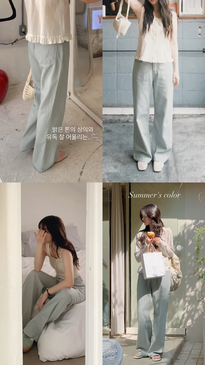 [👀허리밴딩/후들팬츠] 투데이 에어썸머 와이드팬츠 (+기본/롱ver) - 4 size (SLOWMADE/자체제작/봄팬츠/여름팬츠/바지/세미와이드/편안함/데일리) 상세 이미지 10