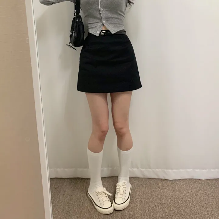 [벨트 SET] 미우 베이직 미니스커트 / 치마 속바지O 데이트룩 하객룩 나들이룩 모던 봄 스커트 미니멀 상세 이미지 14