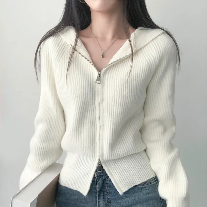 🚚당일출고🚚[부드러움] 허리잘록 여리핏 투웨이 후드 골지니트 집업 상세 이미지 31