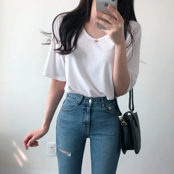 (국내제작 부드러움) 찰랑 데일리 기본 반팔 티셔츠 상세 이미지 3