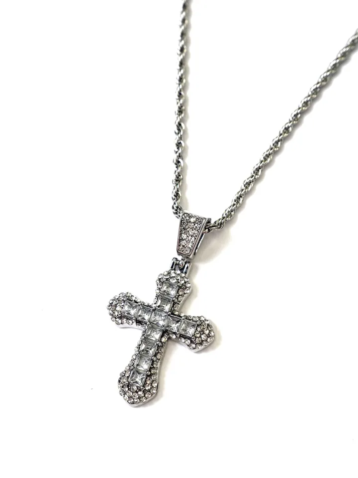 [s.steel/3color] bold cubic cross necklace | 볼드 큐빅 십자가 목걸이 상세 이미지 39