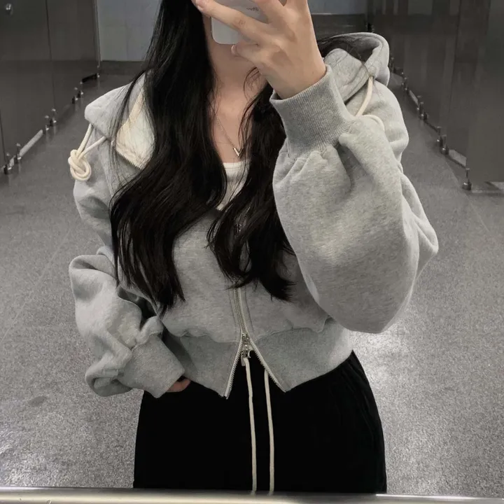 [완전인기✨/백염컬러 당일출고!] 자체제작 크치Made 꿈에 나온 핏, 투웨이 양기모 크롭 후드집업 ver 아우터 자켓 - zipup 상세 이미지 84