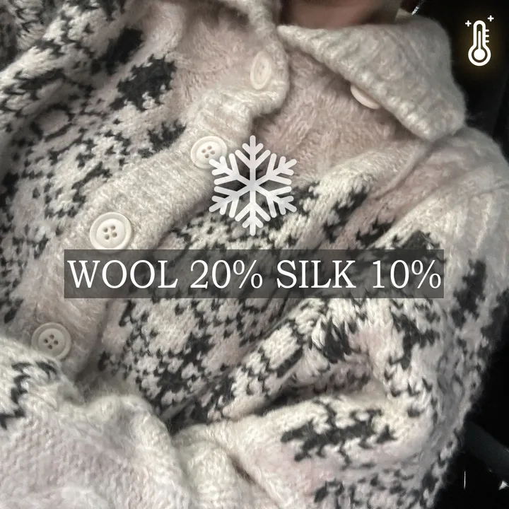 당일출고🚀[wool20%/두툼❄] 하이넥 스노우 패턴 노르딕 루즈핏 가디건 3color 상세 이미지 2