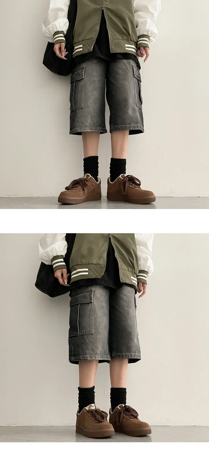 [여름신상*S~2XL/롱,기본,숏]루카스워싱카고와이드데님하프팬츠 (2color) 상세 이미지 12