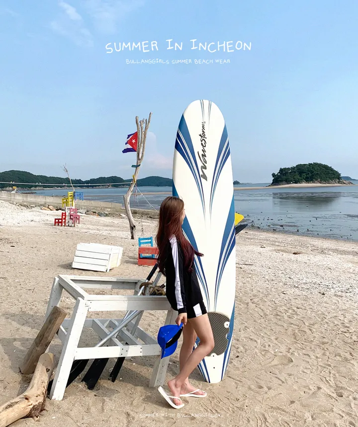 박시 배색 래쉬가드 비치웨어 ❤️리뷰1등 오버핏 체형보정 커버업 수영복 여름 물놀이 바캉스 워터밤 비키니 레쉬가드 바캉스룩 여름옷 오버핏래쉬가드 상세 이미지 2