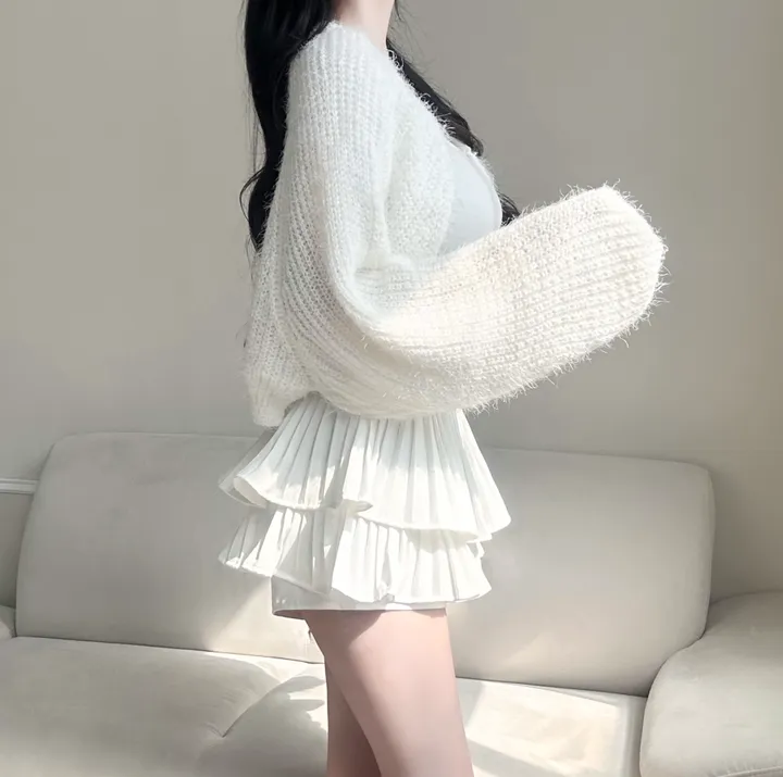 [여리핏보장!!/여친룩/9col] 보들 데일리 청순 솔잎 볼레로 가디건 벌룬핏 루즈 아방한 하찌 니트 베이직 기본 개강룩 데이트룩 봄 피크닉 간절기 벚꽃룩 러블리 세미 크롭 퍼 상세 이미지 21