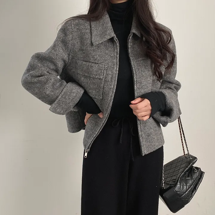 (오버핏,울100) 보들 데일리 핸드메이드 숏코트 상세 이미지 30