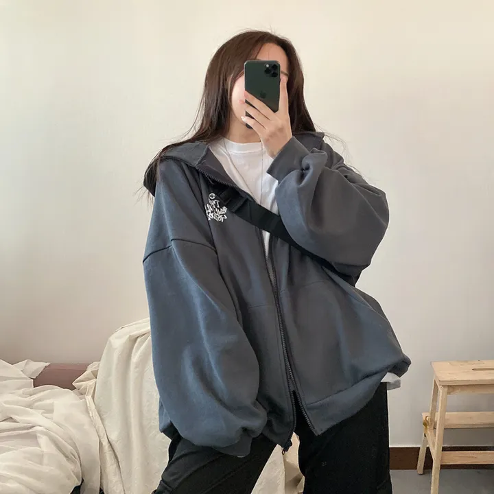 봄신상![넉넉/오버핏] 그래픽 뒷프린팅 레터링 오버 후드집업 4color 상세 이미지 1
