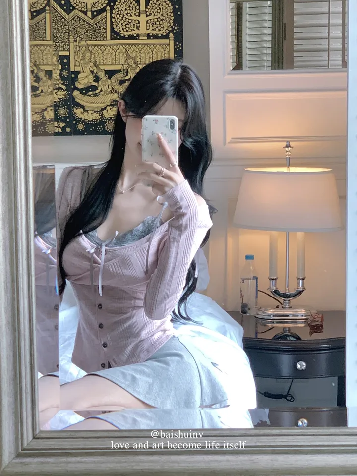[발레코어 쓰리피스 러블리 페미닌룩] 로안 3pcs 레이어드 나시+가디건+스커트 쓰리피스 세트 상세 이미지 5