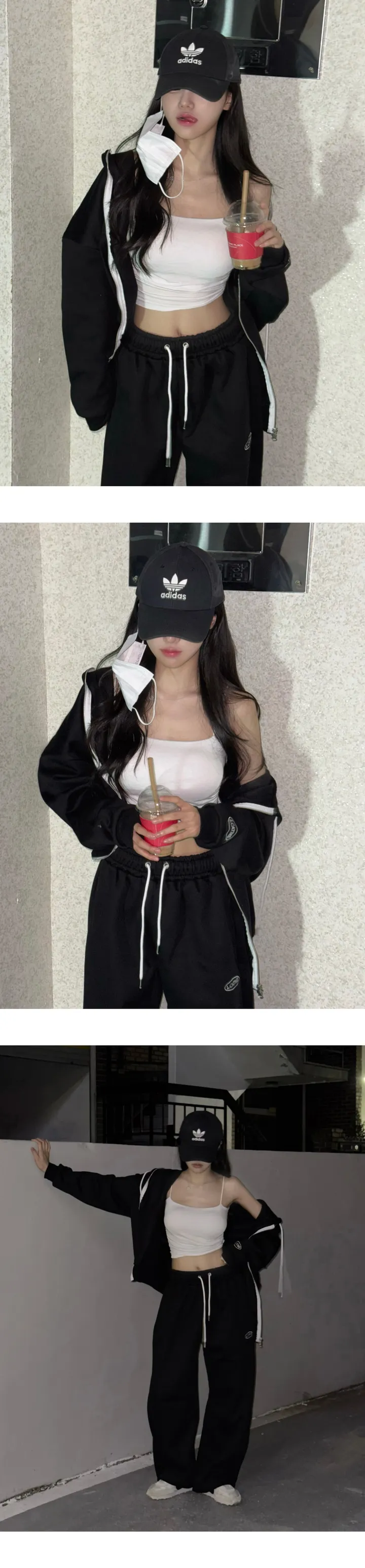 🔥기모 [ MADE: 브랜드퀄 ] 부분당일🚀 매일 오버핏 기모 트레이닝 세트 투피스 ( 자수 오버핏 투웨이 후드 집업 + 롱 와이드 루즈핏 스트링 조거 팬츠 ) 상세 이미지 16
