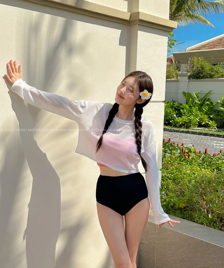 🏖️살안타/여리핏 핫 크롭 수영복 비키니 커버업 티셔츠 상세 이미지 9