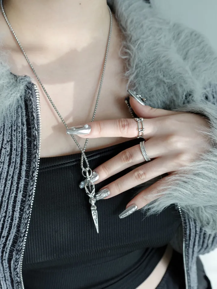 [s.steel] sculpture necklace | 조각 빈티지 목걸이 써지컬 상세 이미지 9