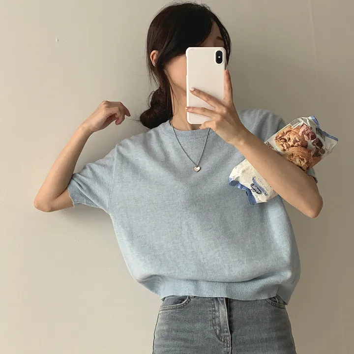 [ 샥출발*.* 데일리/9colors] 프루츠 라운드 반팔 니트 상세 이미지 15