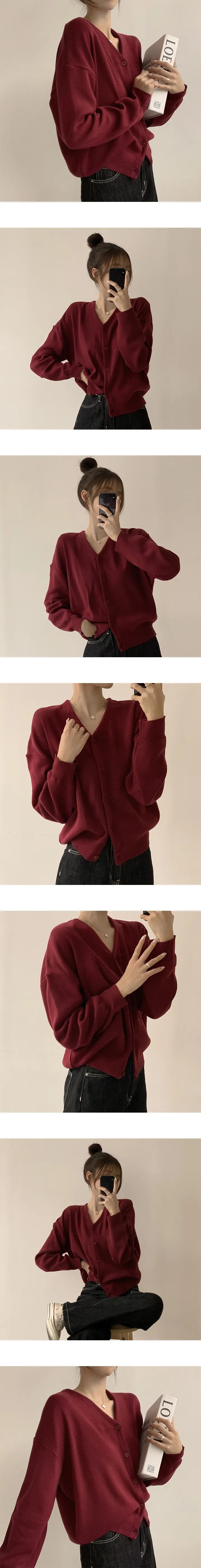 [자신있는 추천/꼭 소장!] 가을준비 시작! 유주 브이넥 니트 오버핏 아우터 무지 데일리 캐주얼 루즈핏 긴팔 가을 가디건 10color 상세 이미지 2