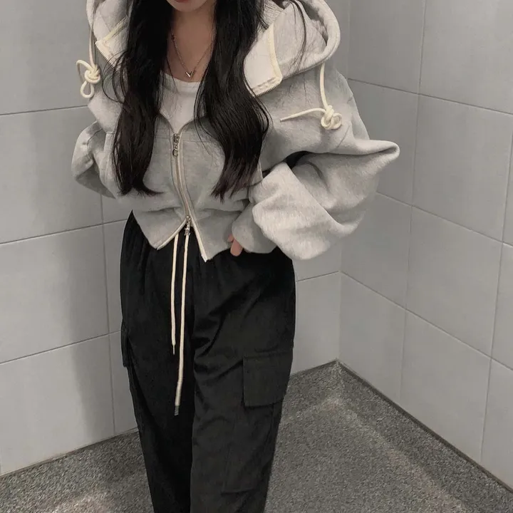 [완전인기✨/백염컬러 당일출고!] 자체제작 크치Made 꿈에 나온 핏, 투웨이 양기모 크롭 후드집업 ver 아우터 자켓 - zipup 상세 이미지 88