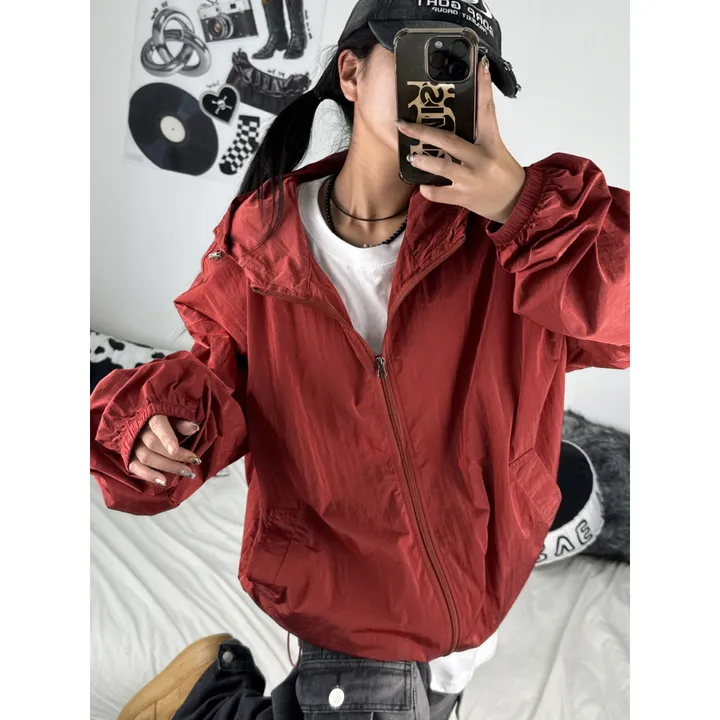 [재진행/UNISEX]고프 후드 루디 컬러 힙 윈드 집업 점퍼(chacoal,wine,blue) 상세 이미지 25