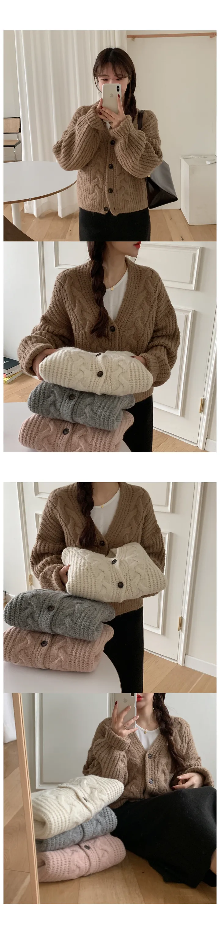 [고퀄리티/울소재]베어링 도톰 울 크롭 가디건 (4color) 상세 이미지 26