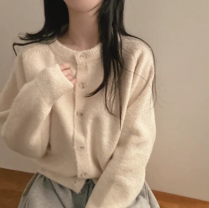 [램스울10%/여유핏~] 울 사면 폭닥 라운드 니트 가디건 4color 상세 이미지 8
