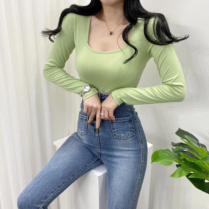 🚀당일발송🚀[묶음할인/11컬러] 조이 봄 가을 뉴 스퀘어넥 긴팔 티셔츠 이너티 상세 이미지 24