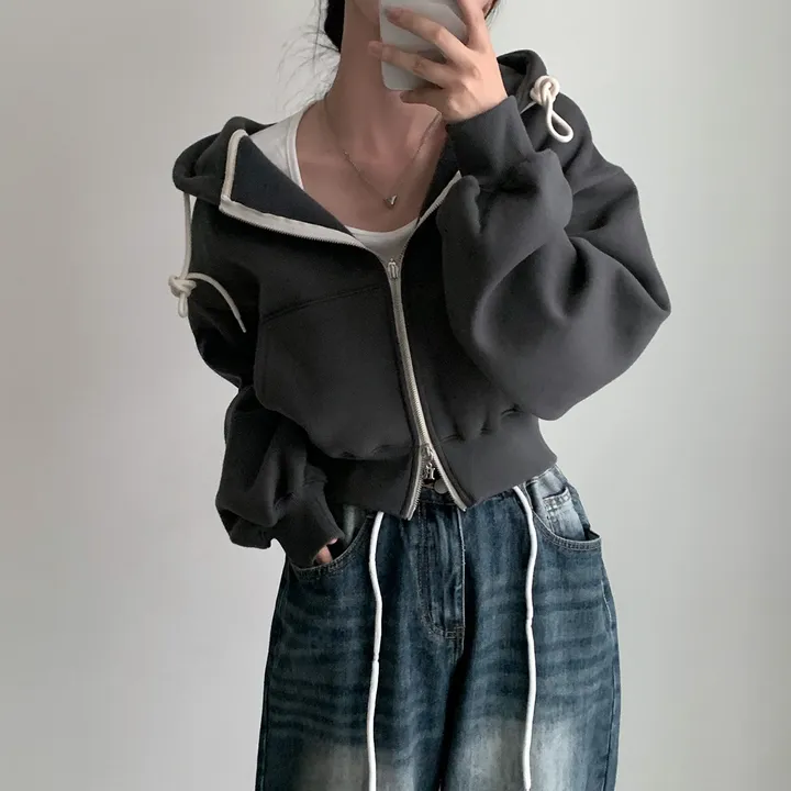 [완전인기✨/백염컬러 당일출고!] 자체제작 크치Made 꿈에 나온 핏, 투웨이 양기모 크롭 후드집업 ver 아우터 자켓 - zipup 상세 이미지 199