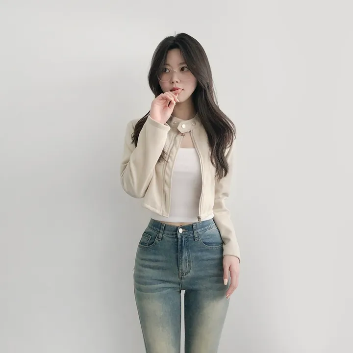 [부드러움/핏넘예] 봄자켓으로 추천! 차이나카라 크롭핏 슬림 스웨이드 자켓 상세 이미지 46