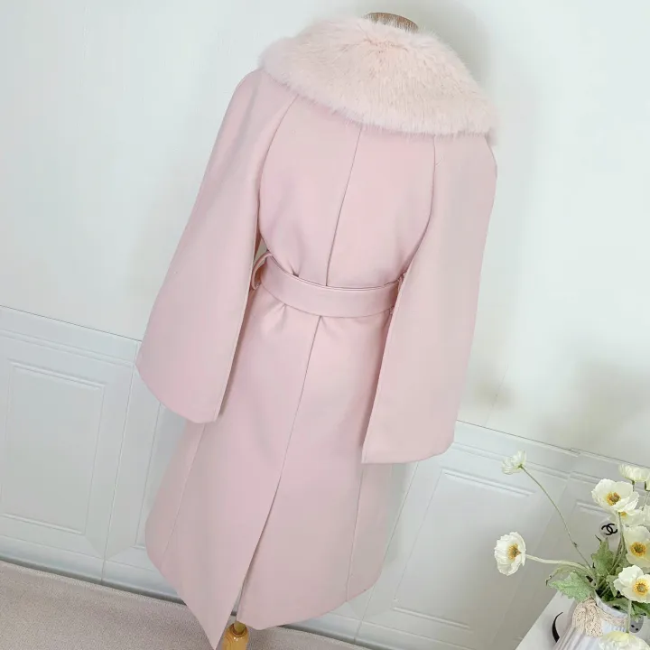 [롱케이프코트💗/고퀄보장✨] 롱VER. 알콩 울 캐시미어 폭스퍼 페이크퍼 밍크퍼 누빔안감 케이프 벨트 버튼 고급 우아 롱 판쵸 코트 망토 자켓 (4color) 연말룩 크리스마스 상세 이미지 42