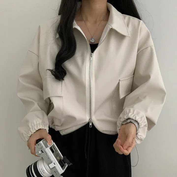 [ 봄신상 ]루즈핏 투웨이 레자 숏점퍼 상세 이미지 61
