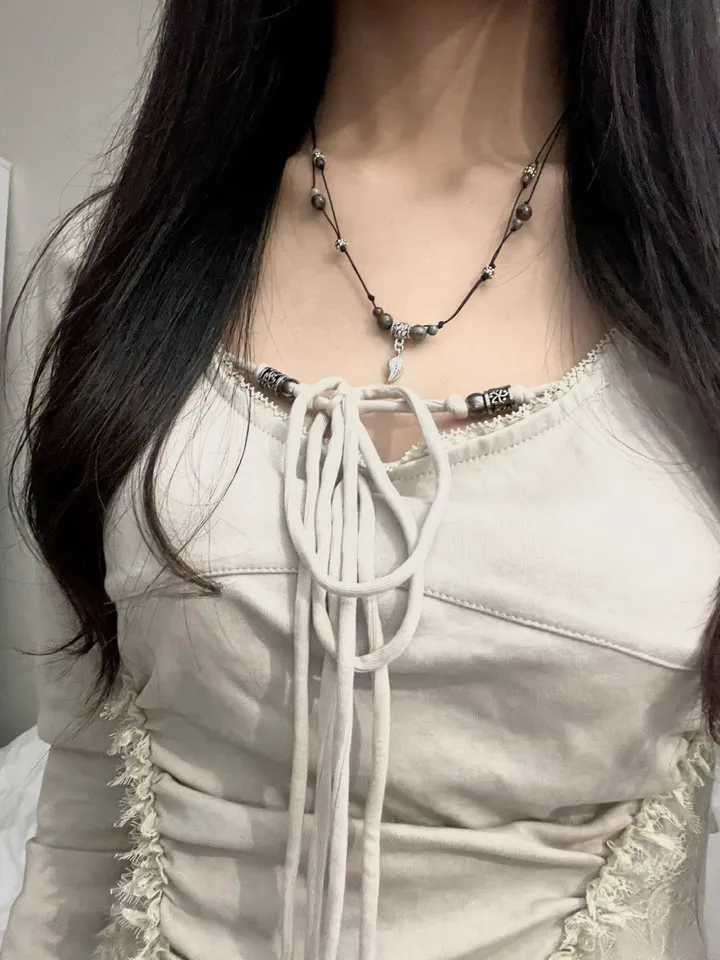 [자체제작] Vintage leaf Necklace 원석 매듭 목걸이 상세 이미지 19