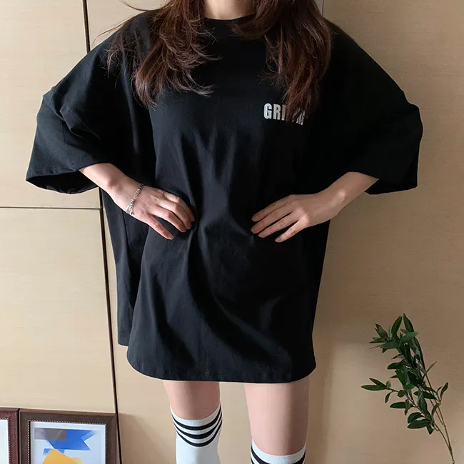 (🚀당일출발!/남여공용/빅사이즈) 루즈핏 오버 레터링 패치 반팔 티셔츠 3color 상세 이미지 20