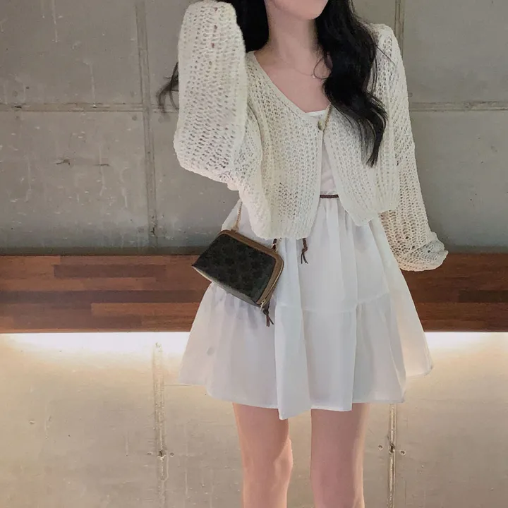 [아방🤍/new신상!]누가봐도 아방핏, 왕크롭 썸머 린넨 부클 원버튼 루즈핏 가디건 상세 이미지 16