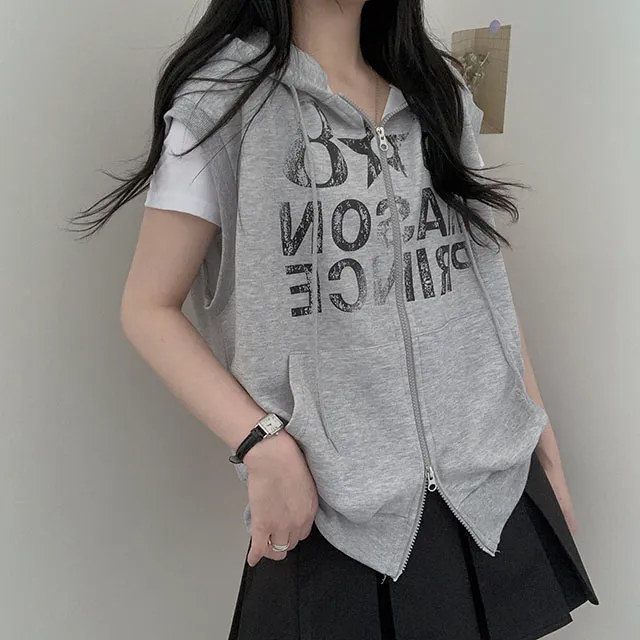 [투웨이/빈티지] 808레터링 포인트 오버핏 후드조끼 상세 이미지 9