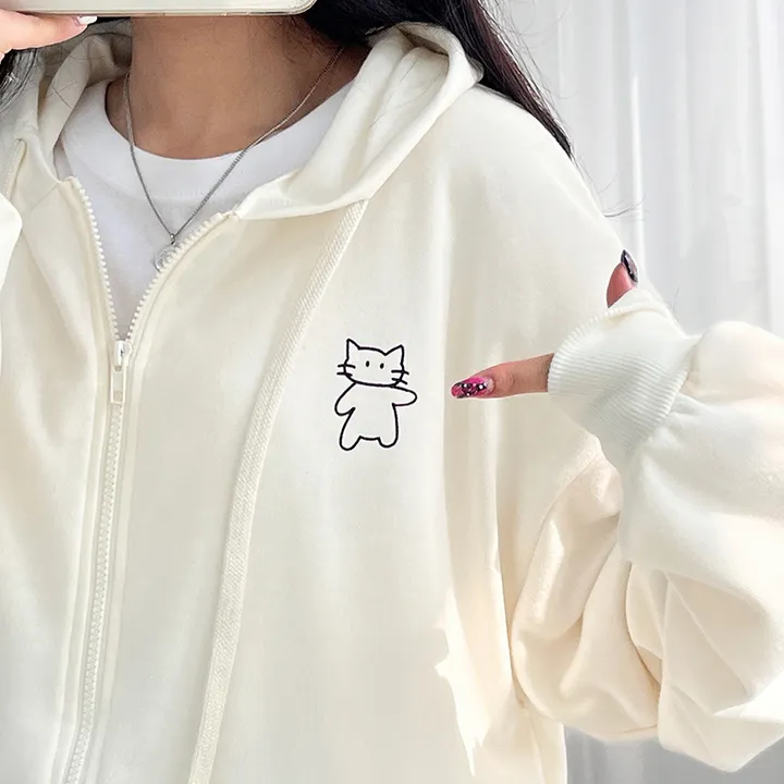 냥냥이 백레터링 오버핏 후드집업 ✔️후드집업 후드 집업 오버핏후드집업 캐릭터 뒷나염 교복후드집업 학생후드집업 빅사이즈 상세 이미지 4
