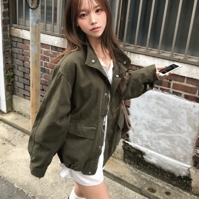 [~30%쿠폰 오늘까지⏰][가을기획🍂/빈티지무드] 써유 하이넥 루즈핏 빈티지 야상 자켓 점퍼